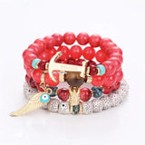 Boho Beaded Bracelets Set with Colorful Gems Wrap Bracelet