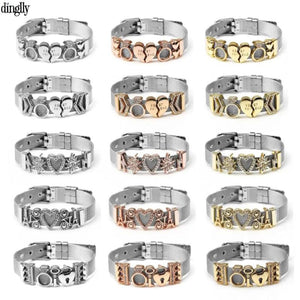 Stainless Steel Mesh Bracelet with Crown Beads and Heart Charm