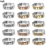 Stainless Steel Mesh Bracelet with Crown Beads and Heart Charm