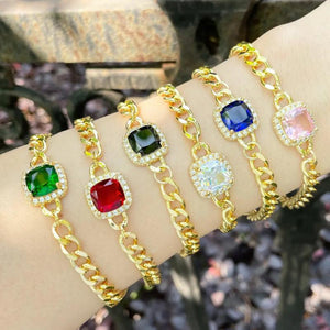 Cuban Chain Crystal Bracelet for Women