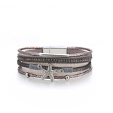 Starfish Charm Leather Wrap Bracelet Magnetic Clasp
