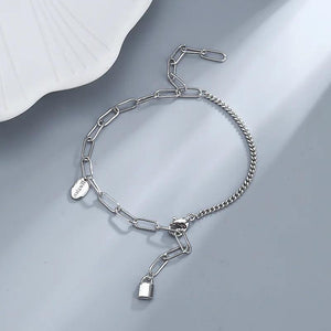 925 Silver Small Lock Bracelet Tassel Jewelry