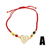Rainbow CZ Crystal Heart Bracelet Women Adjustable Rope Chain Tree of Life