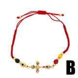 Rainbow CZ Crystal Heart Bracelet Women Adjustable Rope Chain Tree of Life