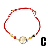 Rainbow CZ Crystal Heart Bracelet Women Adjustable Rope Chain Tree of Life
