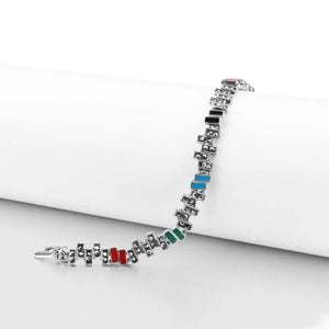 Vintage Ethnic Enamel Silver Plated Bracelet for Women