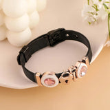 Rose Crystal Heart Charm Steel Mesh Bracelet