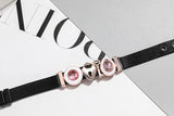 Rose Crystal Heart Charm Steel Mesh Bracelet
