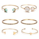 6Pcs/Set Hip-Hop Rock Mixed Bracelet Women Anniversary Gift Jewelry