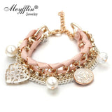 Simulated Pearl Heart Charm Bracelets & Bangles for Women
