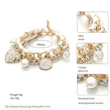 Simulated Pearl Heart Charm Bracelets & Bangles for Women