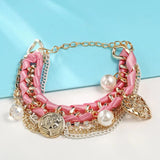 Simulated Pearl Heart Charm Bracelets & Bangles for Women