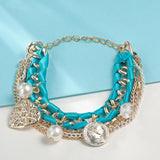 Simulated Pearl Heart Charm Bracelets & Bangles for Women