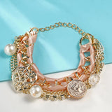 Simulated Pearl Heart Charm Bracelets & Bangles for Women