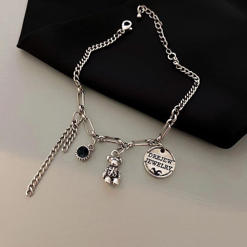 Cartoon Bear Round Letter Bracelets for Women - Holiday Gift