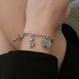 Cartoon Bear Round Letter Bracelets for Women - Holiday Gift