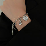 Cartoon Bear Round Letter Bracelets for Women - Holiday Gift