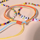 Boho Handwoven Initial Bracelets Couples Jewelry Sets