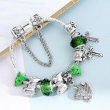 Dino Butterfly Charm Bracelet Green Crystal Pine Cross Man Bangle