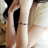Vintage Green Crystal Flower Bracelet Metal Jewelry Party