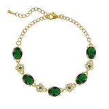 Vintage Green Crystal Flower Bracelet Metal Jewelry Party