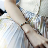 Vintage Green Crystal Flower Bracelet Metal Jewelry Party