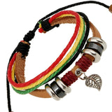 Leaf Beads Wrap Bracelet Rope Leather Bangle Wristbands
