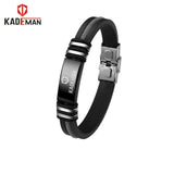 KADEMAN Men Bracelet Stainless Steel Silicone Charm Bangle Wristband Jewelry