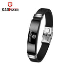 KADEMAN Men Bracelet Stainless Steel Silicone Charm Bangle Wristband Jewelry