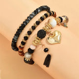 3pcs Ethnic Bracelet Sets Crystal Tassel Heart Charming Bracelet