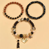3pcs Ethnic Bracelet Sets Crystal Tassel Heart Charming Bracelet
