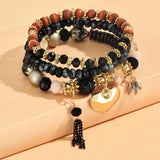 3pcs Ethnic Bracelet Sets Crystal Tassel Heart Charming Bracelet