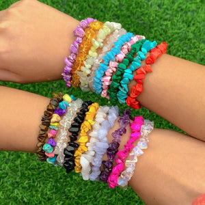 Irregular Natural Gem Stone Bracelet Stretch Chip Beads Crystal Wristband