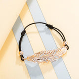 Big Leaf Charm Bracelet String Elastic Adjustable Bracelets for Women