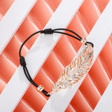 Big Leaf Charm Bracelet String Elastic Adjustable Bracelets for Women