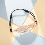 Big Leaf Charm Bracelet String Elastic Adjustable Bracelets for Women
