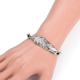Big Leaf Charm Bracelet String Elastic Adjustable Bracelets for Women