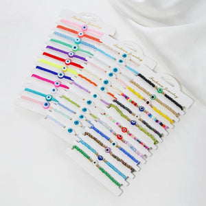 12pcs/Set Evil Eye Bracelets Seed Beaded Anklets Protection Amulet Gift