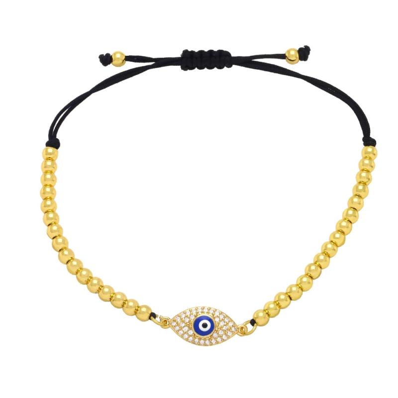 Copper Plated Beads Rope Chain Bracelet with Zircon Jewelry
