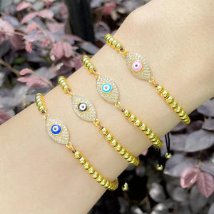 Copper Plated Beads Rope Chain Bracelet with Zircon Jewelry