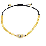 Copper Plated Beads Rope Chain Bracelet with Zircon Jewelry