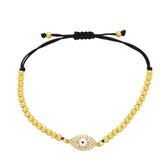 Copper Plated Beads Rope Chain Bracelet with Zircon Jewelry