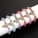 Rainbow Charm Bracelet Natural Pearl Colorful Chalcedony