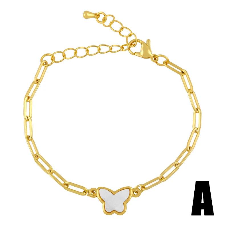 Paperclip Chain Butterfly Bracelet For Women Charms Statement Jewelry Gift