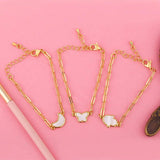 Paperclip Chain Butterfly Bracelet For Women Charms Statement Jewelry Gift