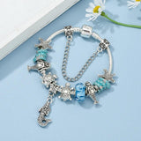 Mermaid Starfish Pendant Glass Beads Charm Bracelet
