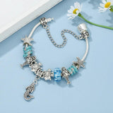 Mermaid Starfish Pendant Glass Beads Charm Bracelet