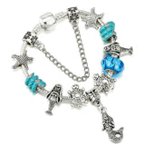 Mermaid Starfish Pendant Glass Beads Charm Bracelet