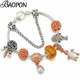 Ocean Style Shell Pearls Beads Charm Bracelet Snake Chain High Jewelry Gift
