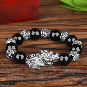 Pixiu Lucky Bracelets for Men Natural Stone Three Styles Elastic Adjustable